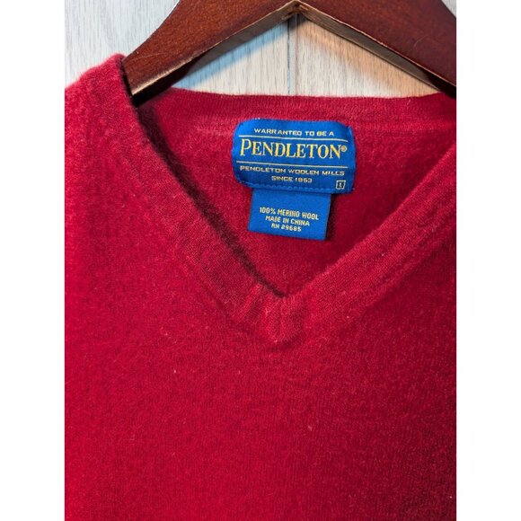 Pendleton Men's Size Large 100% Red Merino Wool Sleeveless Sweater Vest V Neck - Picture 2 of 5